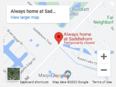 A map of the location of always home at sadlehorn.